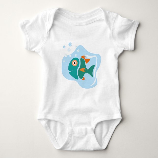 Funny Stylish Fish Baby Strampler (Vorderseite)