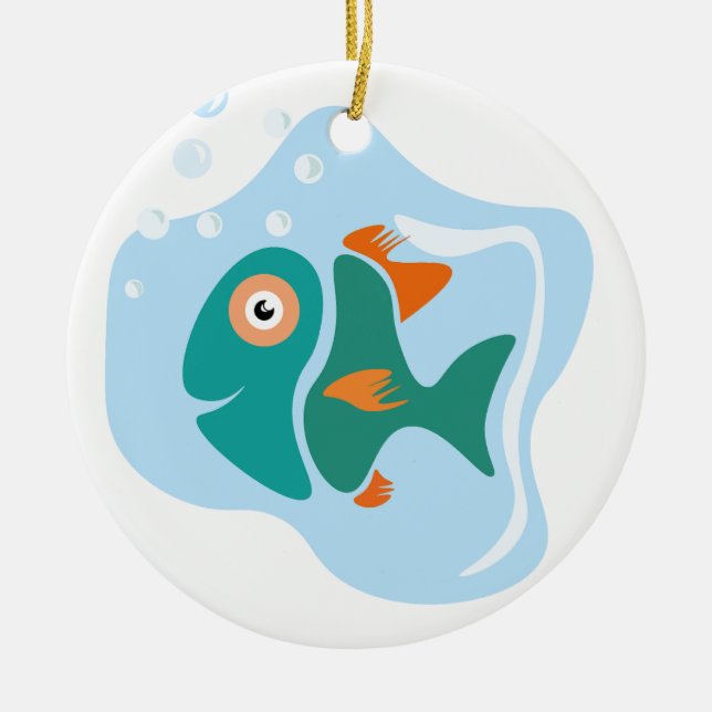 Funny Stylish Fish Keramik Ornament (Vorne)