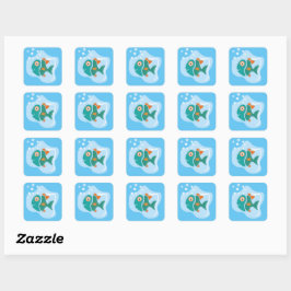Funny Stylish Fish Quadratischer Aufkleber