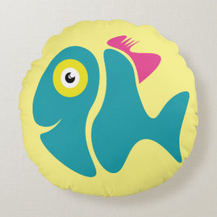 Funny Stylish Fish Rundes Kissen
