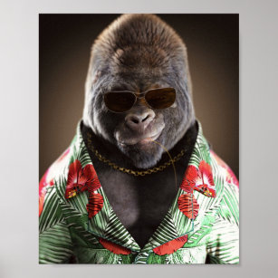 Funny Stylish Gorilla Poster