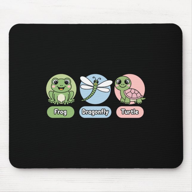 Funny Subtle Political Humor Frog Dragonfly Turtle Mousepad (Vorne)