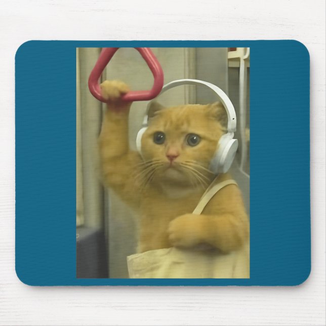 Funny Subway Cat Meme Stud Brainrot Cats Humor Kit Mousepad (Vorne)