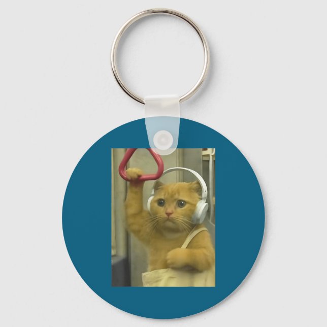 Funny Subway Cat Meme Stud Brainrot Cats Humor Kit Schlüsselanhänger (Vorderseite)
