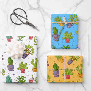 Funny Succulent Cactus Wrapping Paper Set Geschenkpapier Set