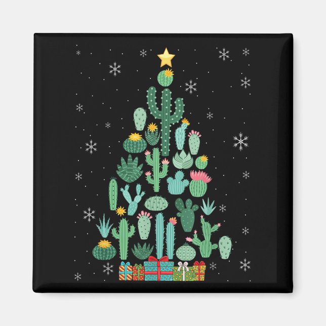 Funny Succulent Christmas Tree Cactus Gardener Magnet (Vorne)