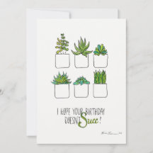 Funny Succulent Geburtstagskarte, Pflanze Worldcar