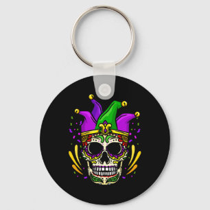 Funny Sugar Skull Mardi Gras Party Apparel Men Wom Schlüsselanhänger