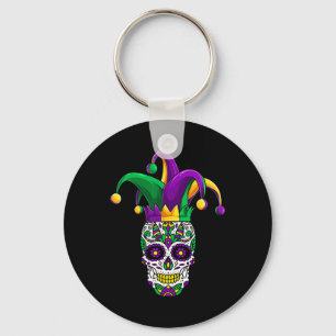 Funny Sugar Skull Mardi Gras Party Bekleidung Schlüsselanhänger