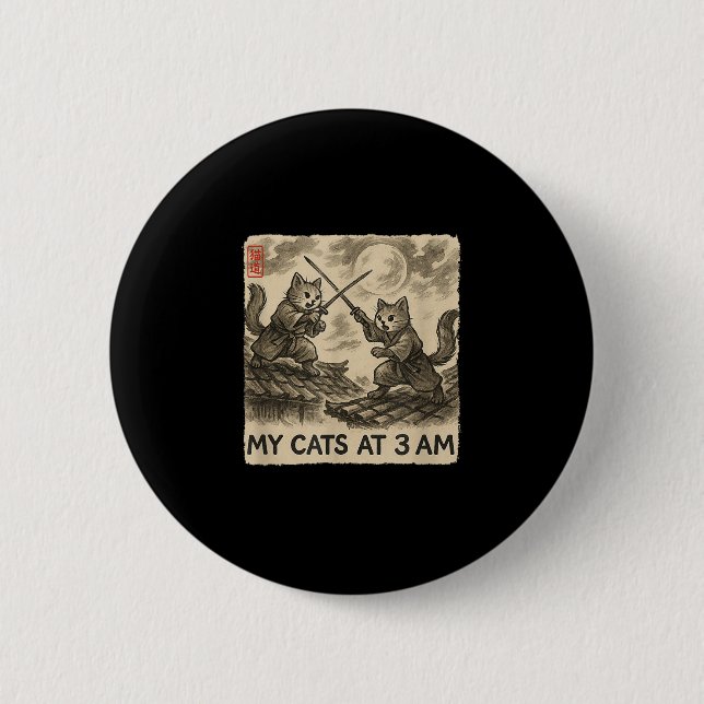 Funny Sumi-e Kawaii Tinte zum Malen japanischer me Button (Vorderseite)