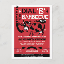 Funny Summer Barbecue Cookout | Retro 60er GRILLEN Einladungspostkarte