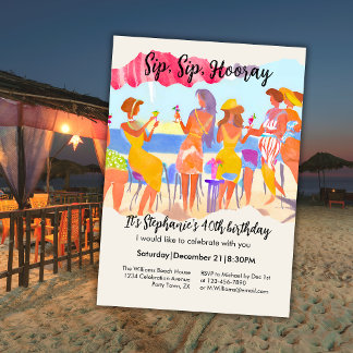 Funny Summer Beach Cocktail Women's 40th Birthday Einladung