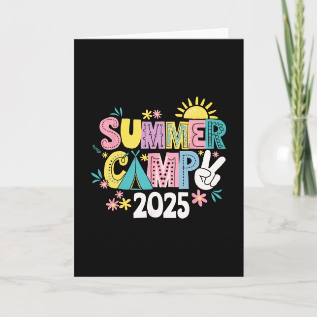 Funny Summer Camp 2025 Summer Vacation Matching Fa Karte (Vorderseite)