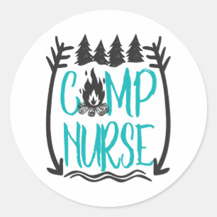 Funny Summer Camp Nursing Geschenk Camping RN Runder Aufkleber