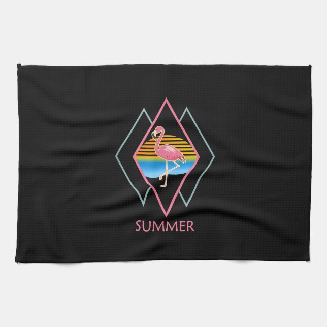 Funny Summer Flamingo | Niedlich Flamingo Lover Geschirrtuch (Horizontal)
