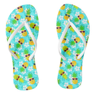 Funny Summer Tropical Pineapses Flip Flops