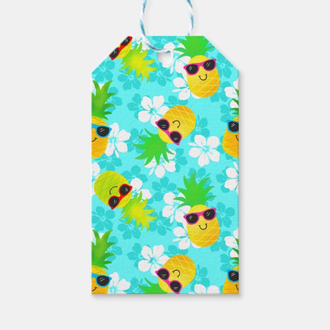 Funny Summer Tropical Pineapses Geschenkanhänger (Vorderseite)