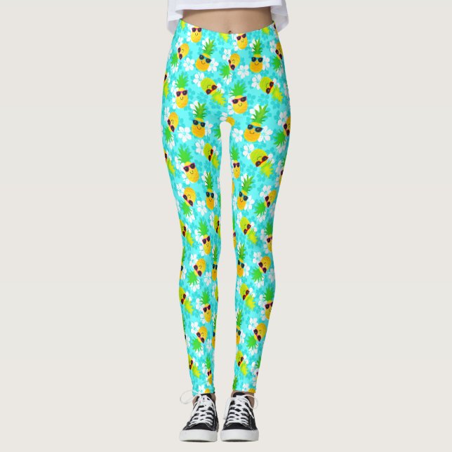 Funny Summer Tropical Pineapses Leggings (Vorderseite)