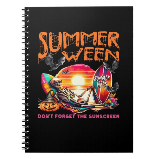 Funny Summerween Skeleton On Beach in der Sunset C Notizblock (Vorderseite)