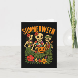 Funny Summerween Skeletons Luau Party Halloween Be Karte