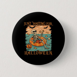 Funny Summerween Skelett schweben in Flamingo Cut Button