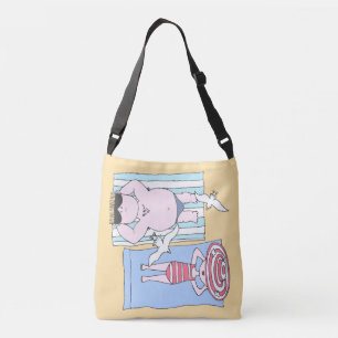 Funny Sunbaden Couple Cartoon Seaside Art Tragetaschen Mit Langen Trägern