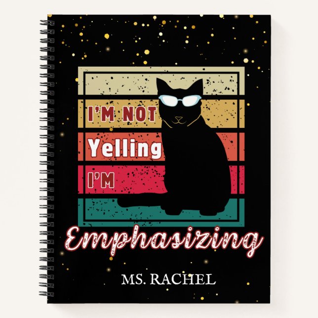 Funny Sunset Grid Cat Lover Teacher Notizbuch (Vorderseite)