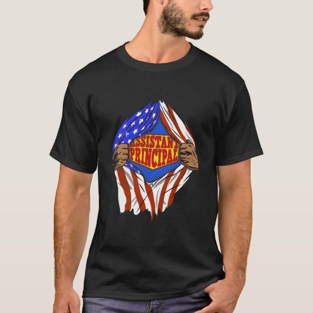 Funny Super Assistant Principal Hero Job T-Shirt (Vorderseite)