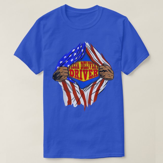Funny Super Pizza Delivery Driver Hero Job T-Shirt (Design vorne)