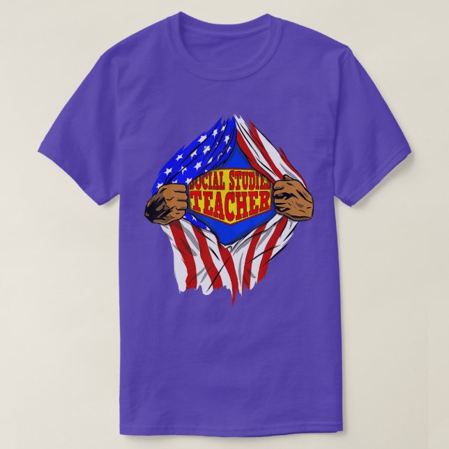 Funny Super Social Studies Lehrer Hero Job T-Shirt (Design vorne)