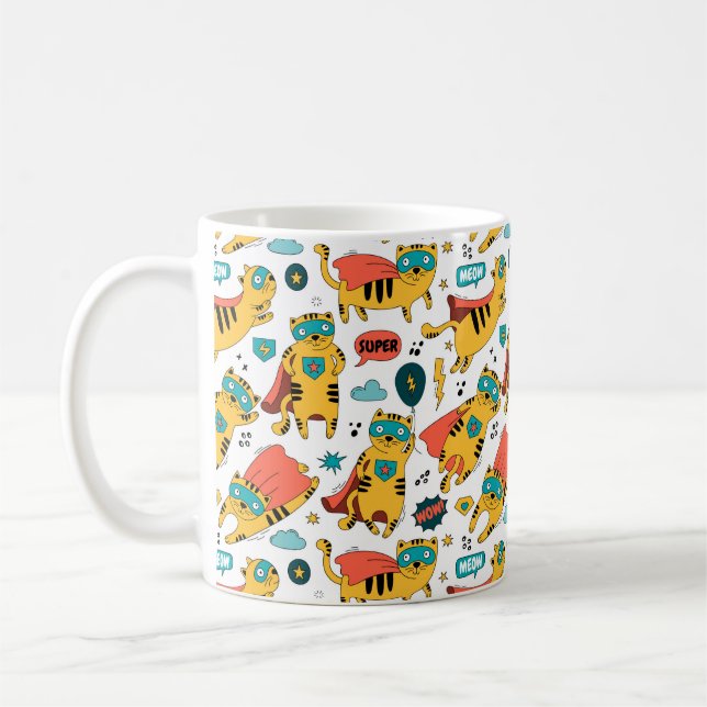 Funny Superhero Cat Kaffeetasse (Links)