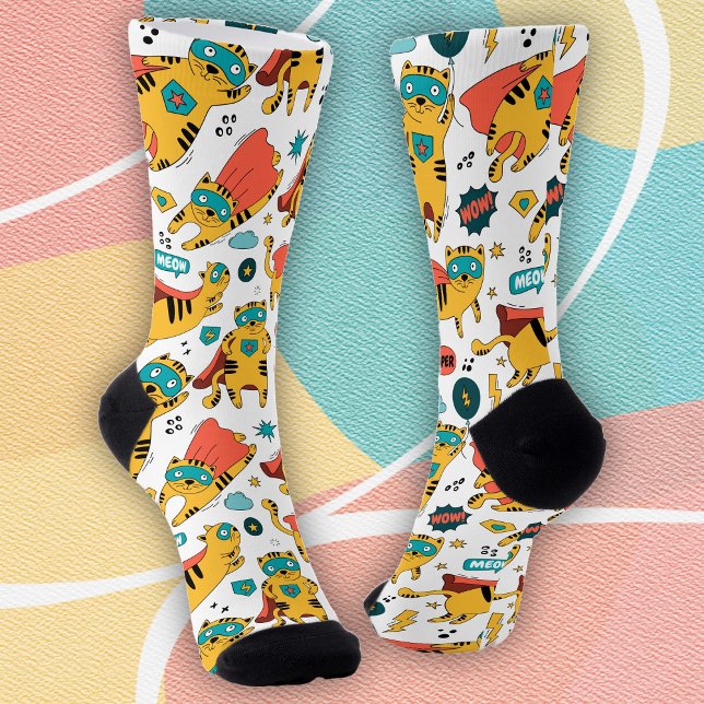 Funny Superhero Cat Socken (Von Creator hochgeladen)