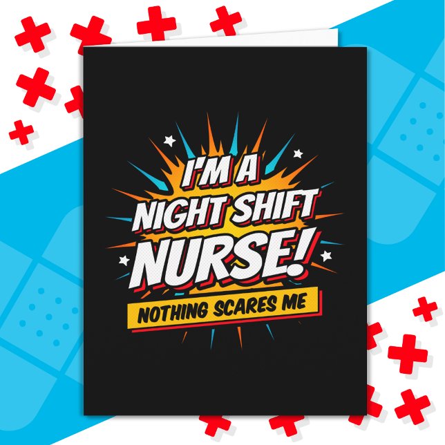 Funny Superhero Night Shift Nurse Aufwertung Karte (Von Creator hochgeladen)