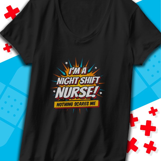 Funny Superhero Night Shift Nurse Aufwertung T-Shirt (Von Creator hochgeladen)