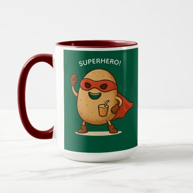 Funny Superhero Potato Cartoon Graphic Combo Mug Tasse (Links)