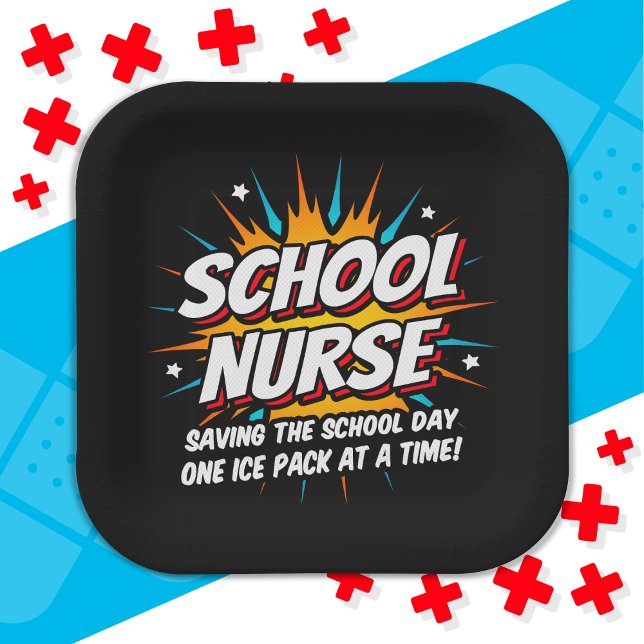 Funny Superhero School Nurse Apprecision Pappteller (Von Creator hochgeladen)