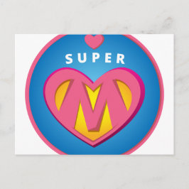 Funny Superhero Superwoman Mama Emblem Postkarte
