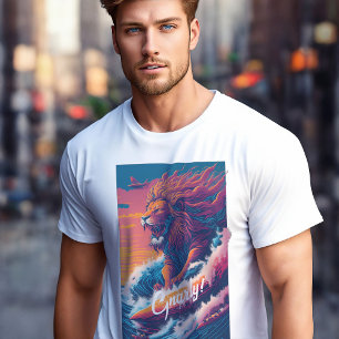 Funny Surf Lion Gnarly auf der Welle für echte Sur T-Shirt