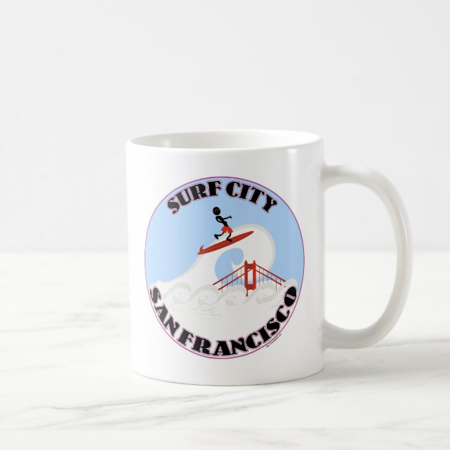 Funny Surf Stadt San Francisco Kaffeetasse (Rechts)