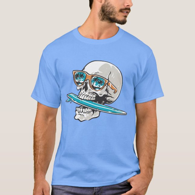 Funny Surfboard Bite Summer Surf Design T-Shirt (Vorderseite)