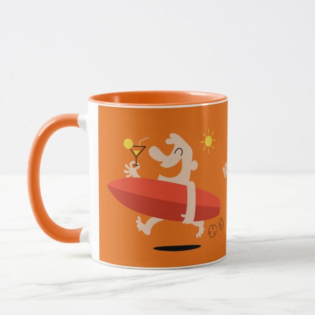 Funny Surfer avec Cocktail tasse de nom personnali (Gauche)
