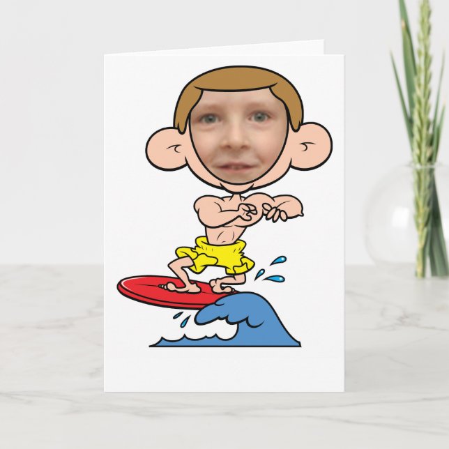 Funny Surfer Foto Face Template Karte (Vorderseite)