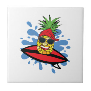 Funny Surfing Ananas Fliese