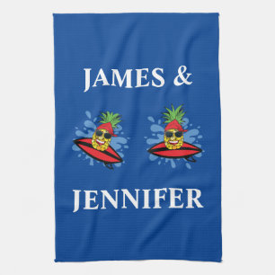 Funny surfing Ananas Geschirrtuch