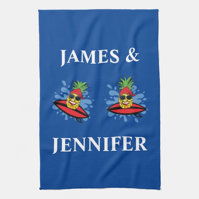 Funny surfing Ananas Geschirrtuch (Vertikal)