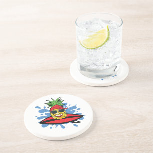 Funny Surfing Ananas Getränkeuntersetzer