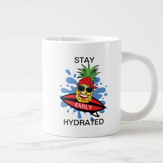 Funny Surfing Ananas Jumbo-Tasse (Rechts)