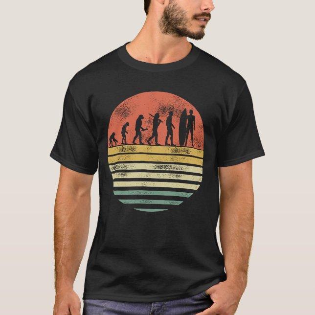 Funny surfing Evolution Retro Geschenk für Surfer T-Shirt (Vorderseite)