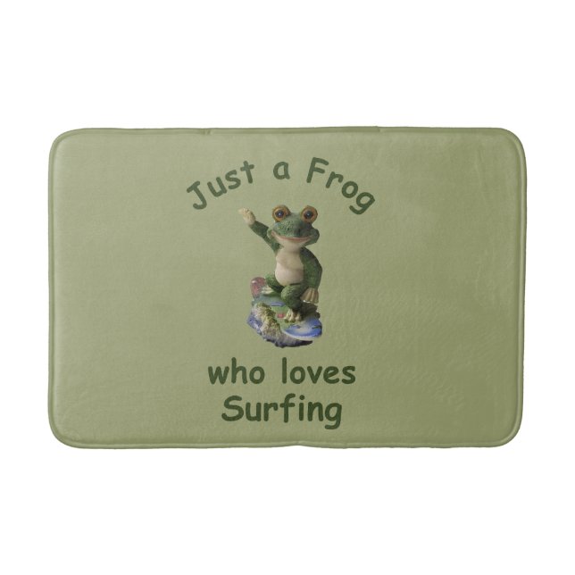 Funny surfing Kawai frog Badematte (Vorderseite)