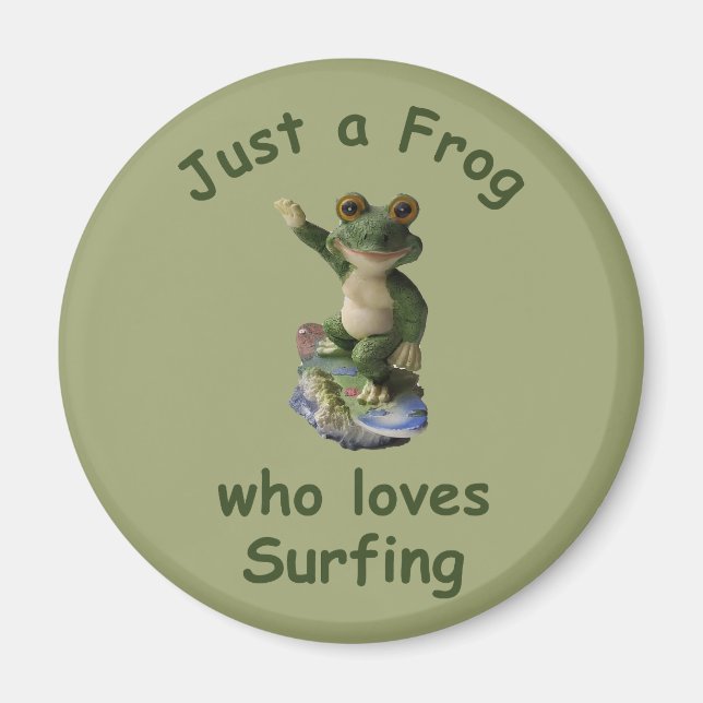 Funny surfing Kawai frog Magnet (Vorne)